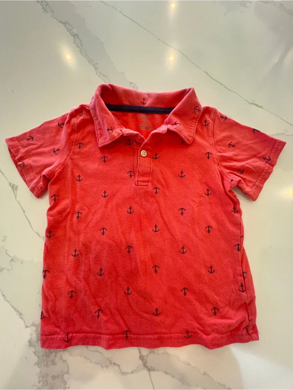 CARTER’S Kids Toddler Coral Anchor‎ Polo Shirt 3T